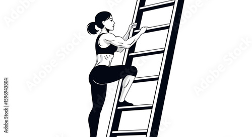 Woman Climbing a Ladder