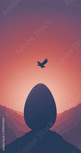 Sunrise Egg Mountaintop Eagle Hope Rebirth