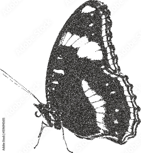 Butterfly y2k retro stipple art wings brutalist halftone vector png transparent, insect 2000s photocopy effect tattoo aesthetic