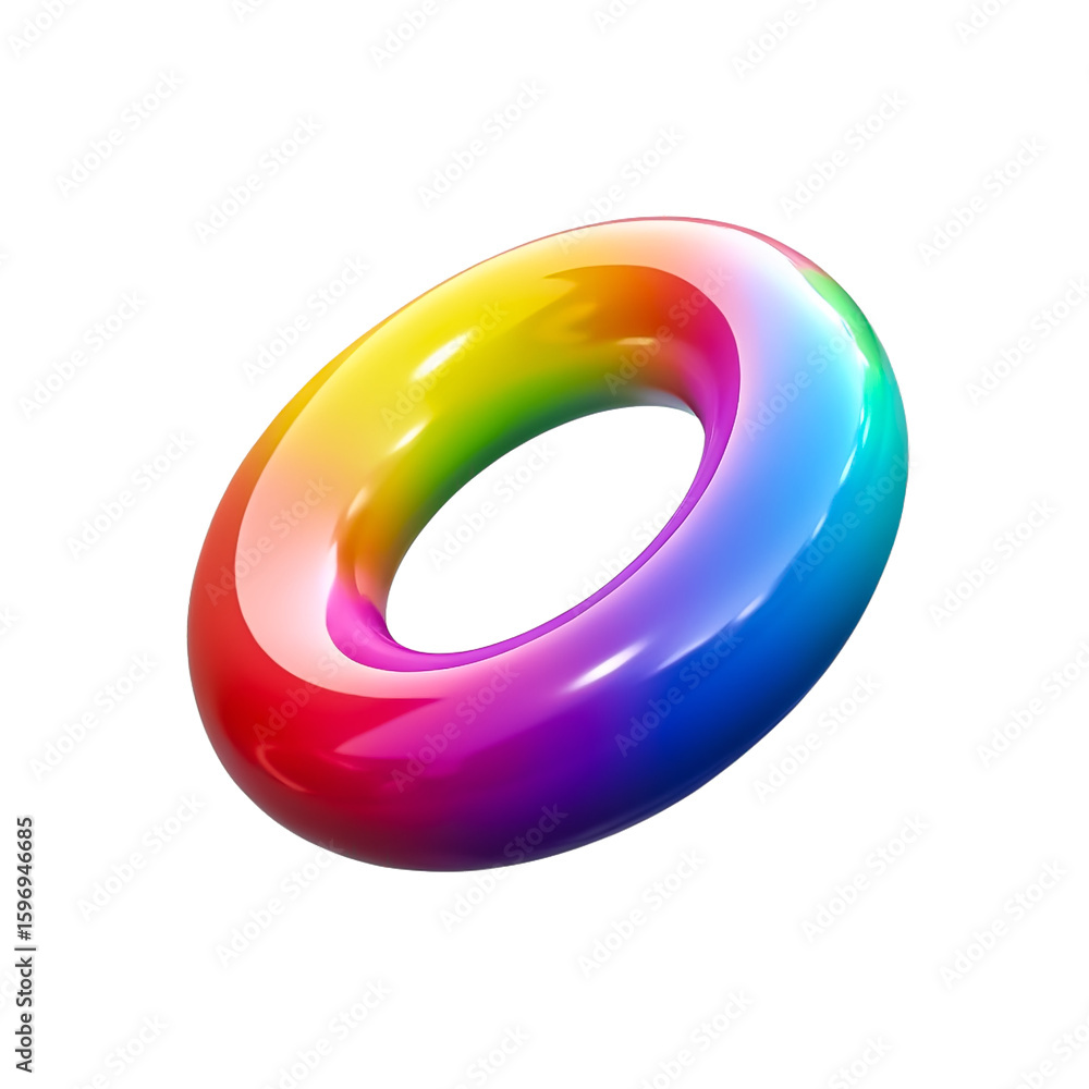 Abstract 3d Ring Circle Donut Shape in Glossy Vibrant smooth Rainbow gradient Colors, Perfect for Design Inspiration. Abstract 3d Ring Circle Donut Shape in Glossy Vibrant smooth Rainbow gradient Colors, Perfect for Design Inspiration.