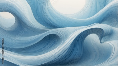 Soft abstract curves in blue tones with silky wave pattern
