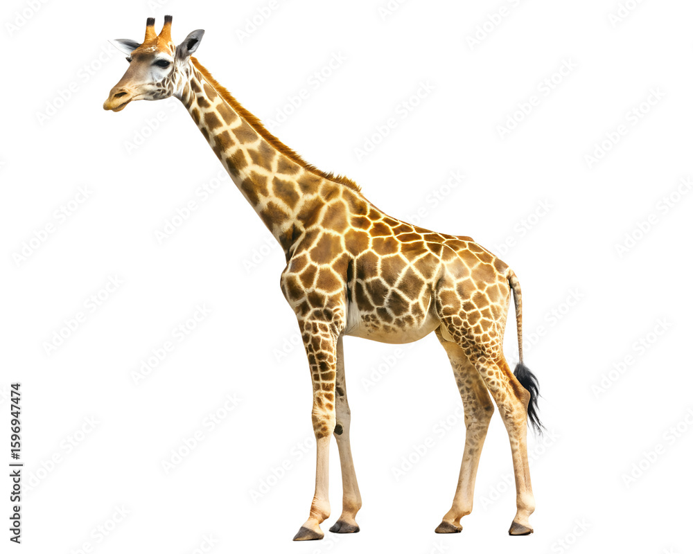 Elegant Giraffe Standing Tall Isolated on Black Background Elegant Giraffe Standing Tall Isolated on Black Background