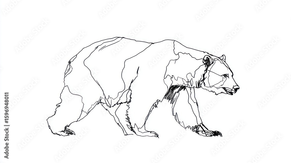 Fototapeta premium Line drawing of a bear
