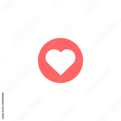 Red heart on white background.