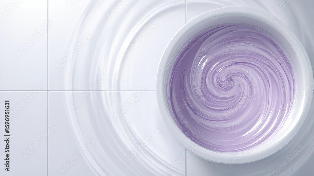 Obraz premium Swirling Lavender Paint in a Bowl on a Clean White Surface