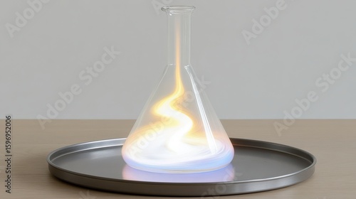 Abstract Chemistry Concept with Colorful Light and Glass Flask