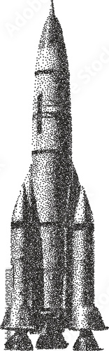 Rocket retro y2k stipple design space halftone brutalist urban vector png with clear background, launch 2000s photocopy grunge tattoo gen z effect
