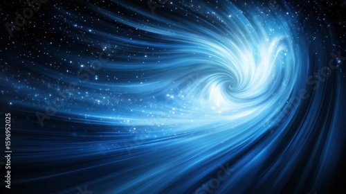 Abstract Cosmic Swirl with Bright Stars and Deep Blue Background