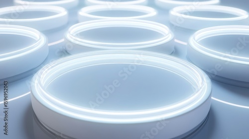 Abstract futuristic glowing circles on smooth surface background