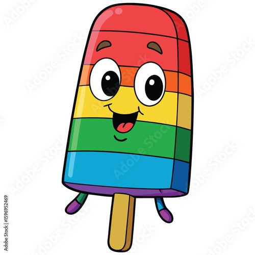 rainbow popsicle cute cartoon illustration