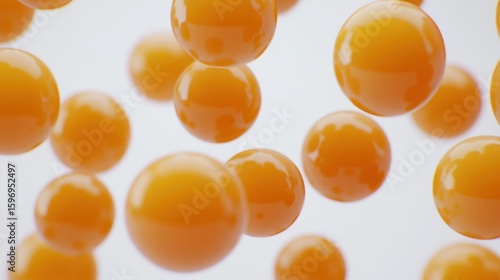 Bouncing Orange Spheres with Soft Light on a White Background