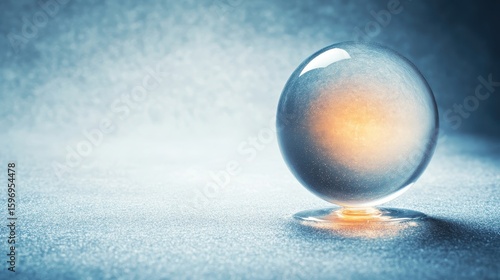 Crystal Sphere on Smooth Surface with Soft Light Glow Effect