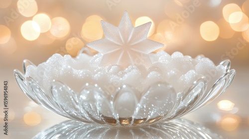 Elegant Glass Bowl with Star-Shaped Decor and Soft Background Glow
