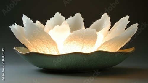 Elegant Decorative Bowl with Illuminated Frosted Petals Design