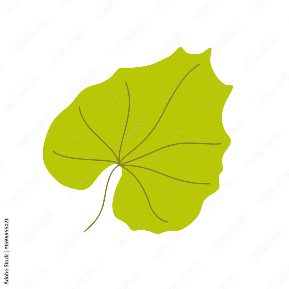 Fototapeta premium Pumpkin leaf hand drawn cartoon simple illustration in warm colors, clipart for seasonal autumn holidays celebration design, Thanksgiving, Halloween decor