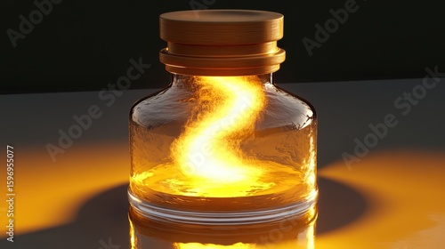 Enchanting Swirl of Light Inside a Clear Glass Bottle with Cap