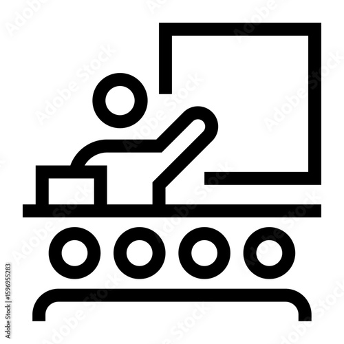 Icono de tutoría grupal. Educación colaborativa y capacitación. Persona explicando a un grupo con una pizarra y laptop. Ilustración vectorial