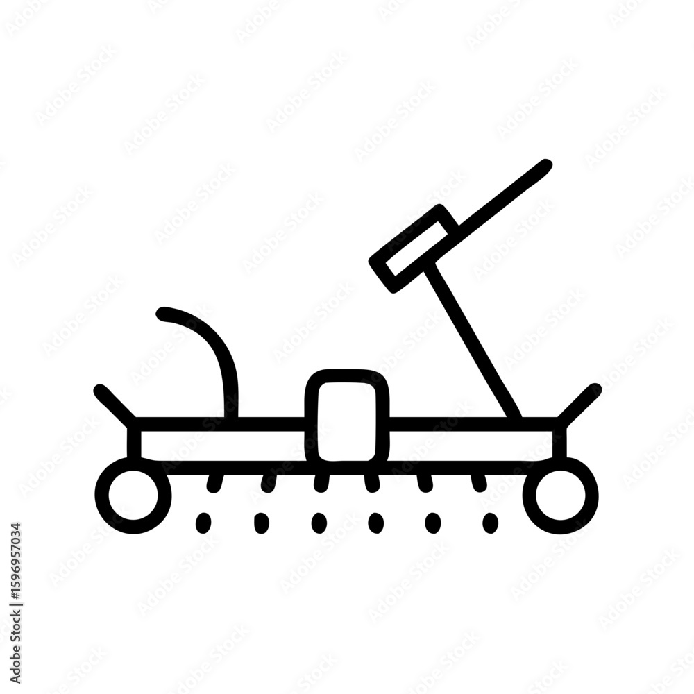 Illustrative soil cultivator for agricultural use, depicting farm equipment for tilling soil and maintaining cultivated land. Soil cultivator helps prepare ground for planting, Illustrative soil cultivator for agricultural use, depicting farm equipment for tilling soil and maintaining cultivated land. Soil cultivator helps prepare ground for planting,