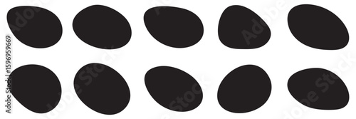 Organic shape round form set. Liquid organic blob. Abstract organic blob shapes vector irregular figures isolated on transparent background. Black cube drops. Various shapes of irregular blobs