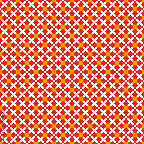 Ancient seamless pattern. Oriental tracery window ornament. Arabesque mosaic surface print. Repeated crosses motif background. Eclectic ornamental wallpaper. Vector abstract digital paper