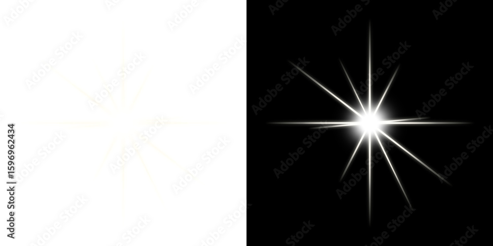 Fototapeta premium Bright starbursts on transparent and black backgrounds 