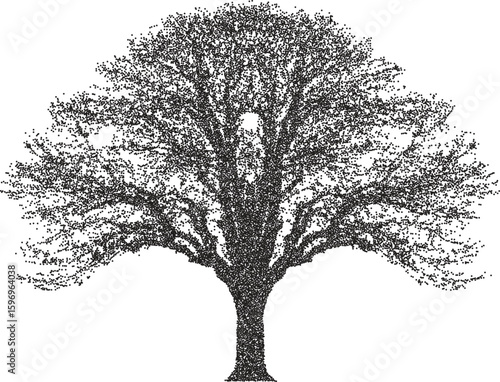 Tree vintage y2k stipple art, forest halftone stipple brutalist retro vector png with transparent background, branch 2000s aesthetic photocopy effect tattoo