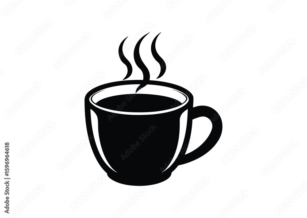 Cup of hot coffee silhouette black vector white background Cup of hot coffee silhouette black vector white background