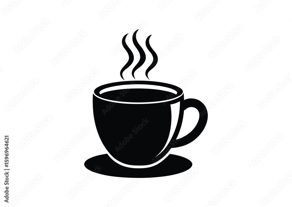 Cup of hot coffee silhouette black vector white background Cup of hot coffee silhouette black vector white background