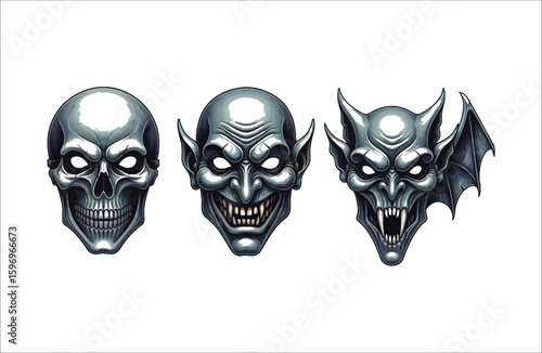 Skull goblin vampire heads monster horror