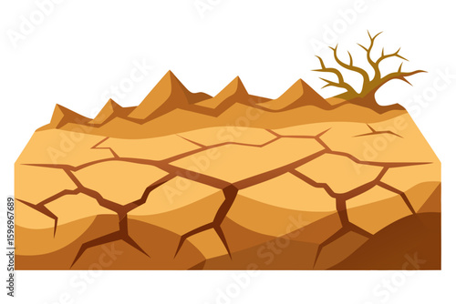Dry Cracked Earth White Background Showing Soil Erosion