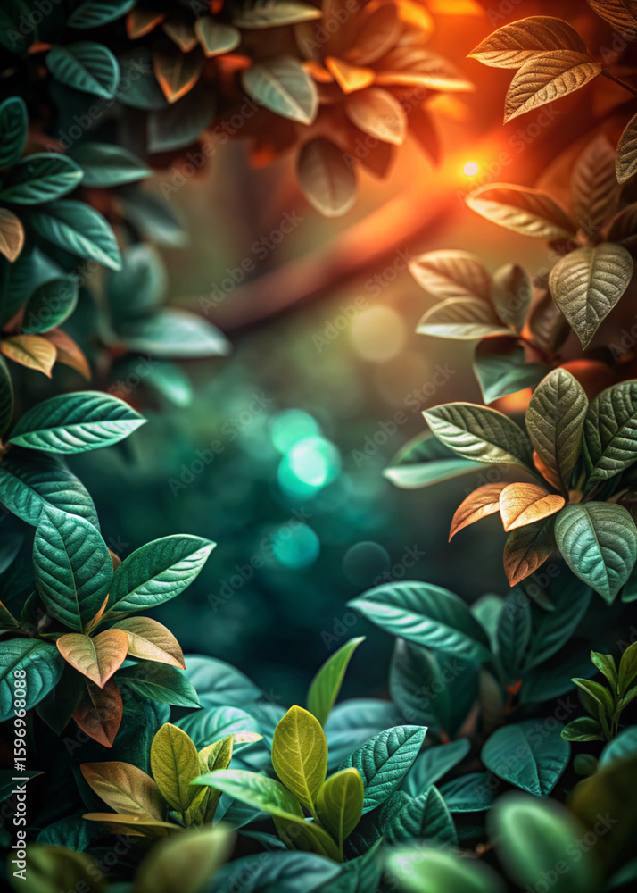 Naklejka premium Green Nature Background Template for Text Overlay