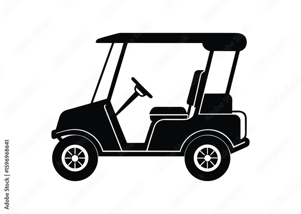 Golf cart silhouette black vector white background Golf cart silhouette black vector white background