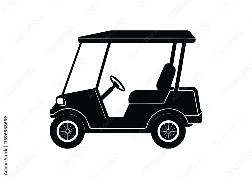 Golf cart silhouette black vector white background Golf cart silhouette black vector white background