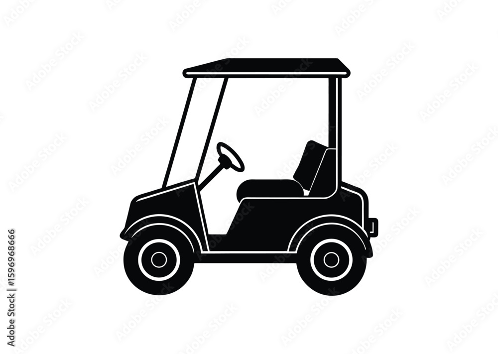 Golf cart silhouette black vector white background Golf cart silhouette black vector white background