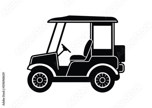 black golf cart side view clip art preview