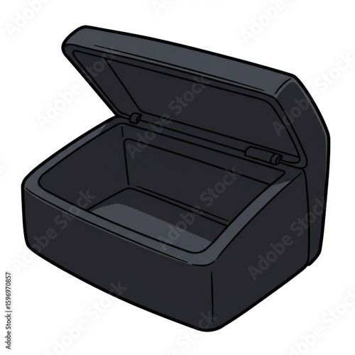 Open Black Rectangular Storage Box