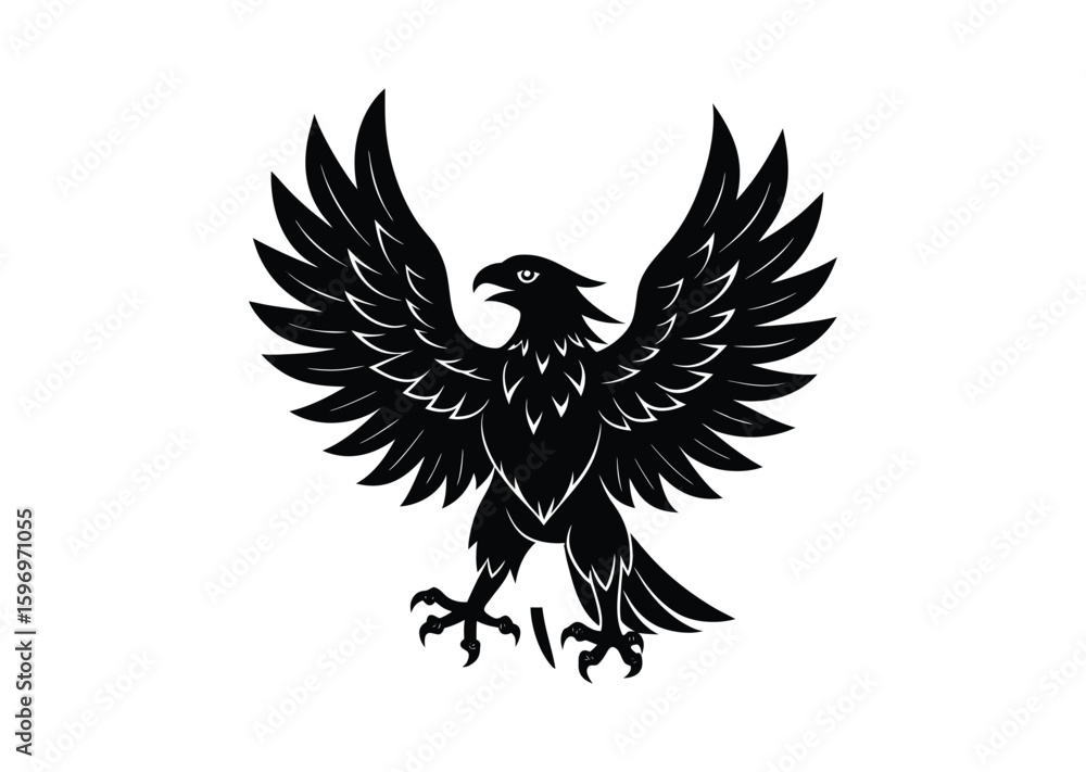 Obraz premium Eagle silhouette black vector white background