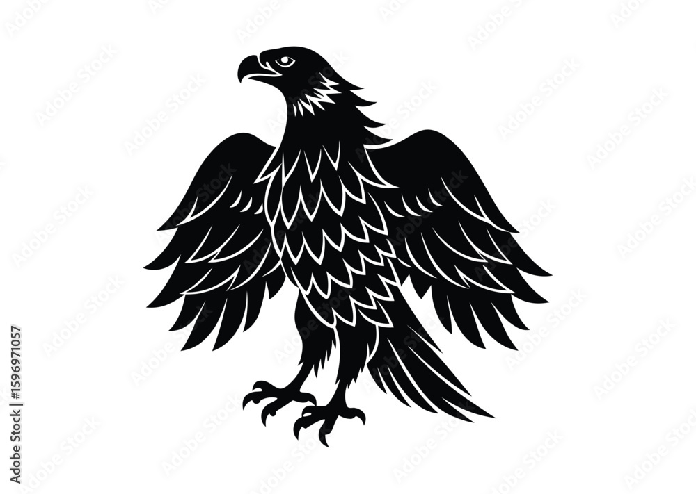 Obraz premium Eagle silhouette black vector white background