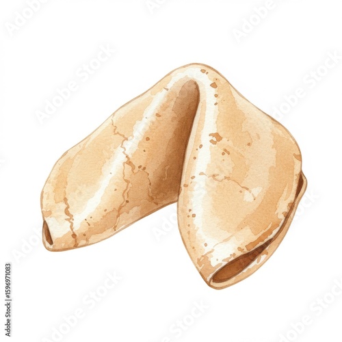 Light Brown Fortune Cookie Watercolor Illustration