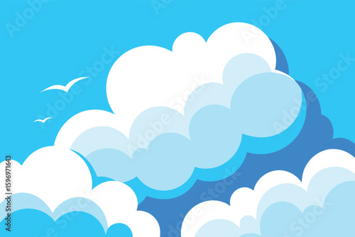 cute blue sky with cloud illustration
