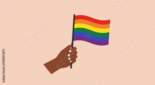 Hand Holding the Rainbow Pride Flag: Symbol of Love, Equality and Support