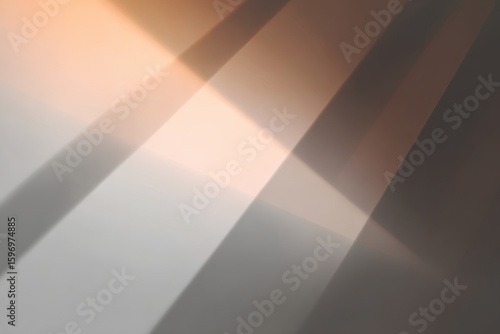 Soft light streams through architectural elements creating abstract shapes and shadows Warm and cool tones interplay offering visual interest