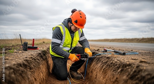 Manual Repair of Fiber Optic Cable Underground