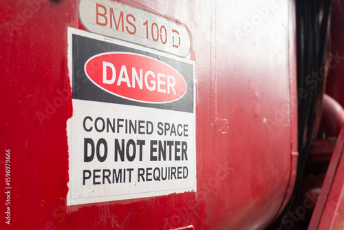 Bilde på lerret Danger warning sign of Confined Space work place, risk for asphyxiation fatality