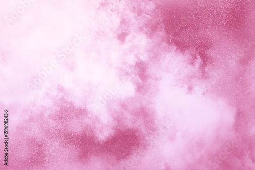 A beautiful and abstract composition of pink powder creating an ethereal and dreamy scene with soft textures and gradients of color in the cloudscape