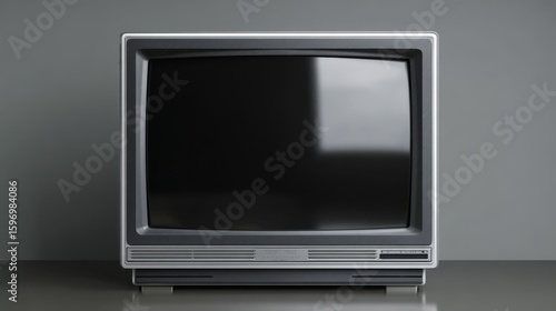 Retro Television Set: Classic design with a gray cabinet and screen A nostalgic piece of technology capturing an iconic era of home entertainment