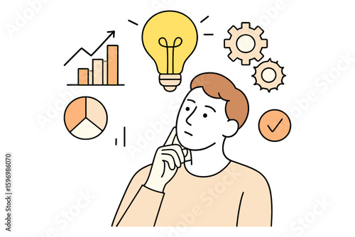Linear design: creative problem solving and innovative thinking concept