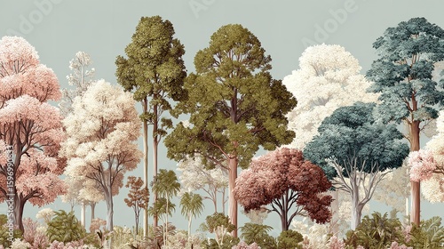 Seamless Vintage Chinoiserie Garden Pattern with Birds and Florals

