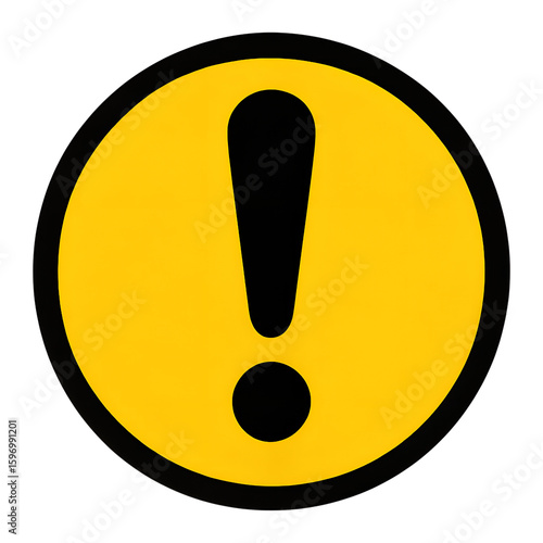Warning Sign: An eye-catching caution icon, a vibrant yellow circle with a bold black exclamation mark, signaling immediate attention for various safety and risk alerts.