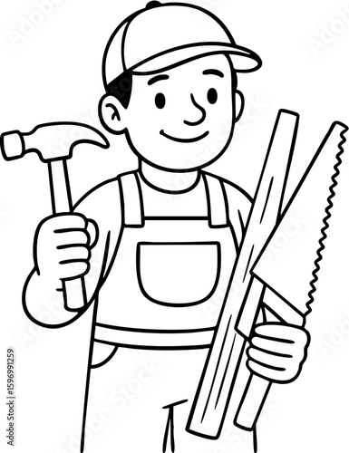 목수 직업 색칠공부